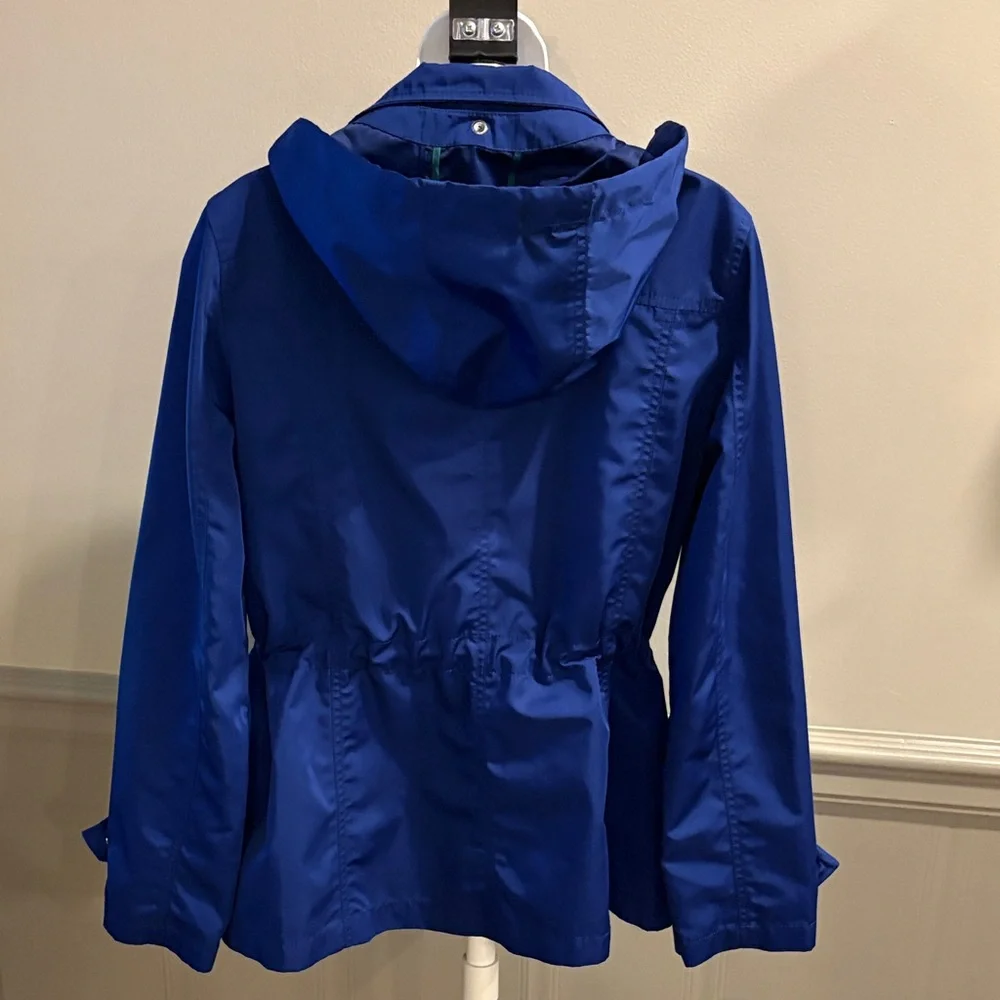 Talbots Royal Blue Utility Jacket w/Bungee Drawcord Waist & Snap Off Hood size 6